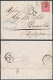 Italy 1869 Cover + Content 40C Belgium Torino Bruxelles DB.424