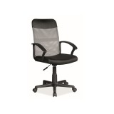 Scaun birou SL Q702, mecanism de balans, tapiterie mesh, roti pivotante, cu brate, 80 kg, Gri Negru
