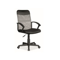 Scaun birou SL Q702, mecanism de balans, tapiterie mesh, roti pivotante, cu brate, 80 kg, Gri Negru
