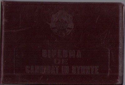 A386 Diplomă de candidat &amp;icirc;n științe conf univ Gheorghiță Candida (Gheorghiță Oancea-Candida) Catedra de Fizică Tehnică, Universitea București, 1963 foto