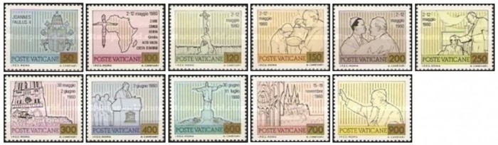 Vatican 1981 - Călătoriile papei John Paul II, serie neuzata