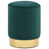 Cumpara ieftin Taburet, verde inchis si auriu, catifea 28 x 36 cm