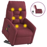 Cumpara ieftin Fotoliu de masaj electric rabatabil cu ridicare rosu vin textil