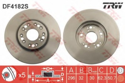 Disc frana LEXUS GS (UZS161, JZS160, UZS160) (1997 - 2005) TRW DF4182S foto