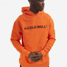 A-COLD-WALL* hanorac de bumbac Essential Logo Hoodie bărbați, culoarea portocaliu, cu glugă, cu imprimeu ACWMW083.-LIGHTORANG