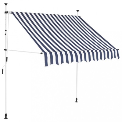 vidaXL Copertină retractabilă manual, dungi albastru și alb, 200 cm foto