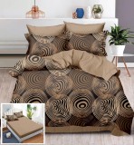 Cumpara ieftin Lenjerie Pat Bumbac 6 Piese cu Elastic Dasha Sx004 Bej Maro, 180x200 cm