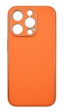 Husa eleganta din piele ecologica cu insertii aurii, Full protection, pentru iPhone 15 Pro, Portocaliu