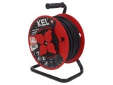 Prelungitor alimentare KEL 3x1,5mm2 bobinat cu 4 prize, negru