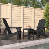 Scaune de grădină Adirondack cu masă, antracit, HDPE