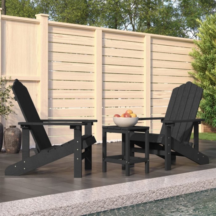 Scaune de grădină Adirondack cu masă, antracit, HDPE