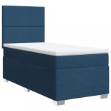 Cumpara ieftin Pat box spring cu saltea, albastru, 100x200 cm, textil