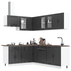 vidaXL Set dulap de bucătărie 11 piese &bdquo;Lucca&rdquo; lemn negru prelucrat