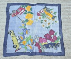 ESARFA - BATIC VINTAGE DIN MĂTASE NATURALA FINĂ, DECORAT MANUAL