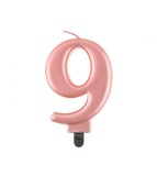 Lumanare aniversara model cifra, roz auriu metalic, 8 cm-Tip Cifra 9
