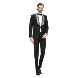 Sacou barbati ceremonie negru cu broderie argintie S007A