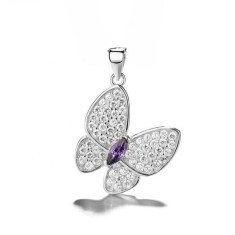 Pandantiv argint 925, JW1591, model fluture, placat cu rodiu