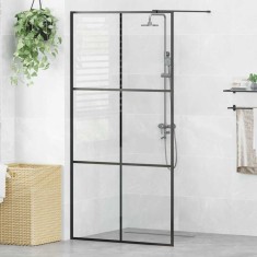 vidaXL Paravan duș walk-in, negru, 100x195 cm, sticlă ESG transparentă