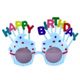 Ochelari happy birthday, flippy, tematica aniversare, protectie soare, din plastic, model prajiturele, 18.5x11.5 cm, albastru