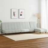 vidaXL Set canapea, 2 piese, gri deschis, catifea