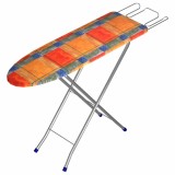Masa de calcat Plastor Trading Legno, blat lemn, husa bumbac detasabila, suport fier, inaltime reglabila 75-87cm, 110x30x87cm