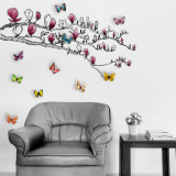 Cumpara ieftin Sticker Magnolia and Colourful Butterflies