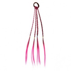 Coada / elastic de par pentru fete cu impletitura 42 cm, roz foto