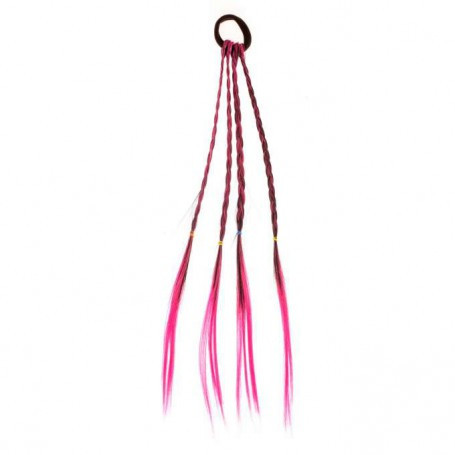 Coada / elastic de par pentru fete cu impletitura 42 cm, roz