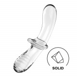 Dildo Din Sticla Borosilicata Double Crystal, Transparent, 19 cm