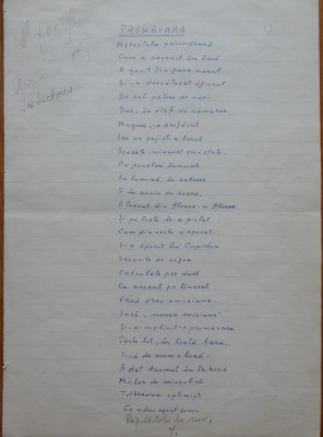 10 foi manuscris ale scriitorului Florin Iordachescu cu poezii parodice, 8 poezii foto