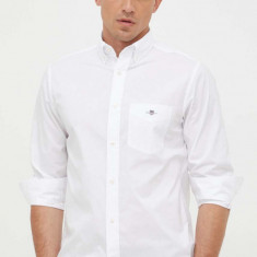 Gant camasa din bumbac barbati, culoarea alb, cu guler button-down, regular