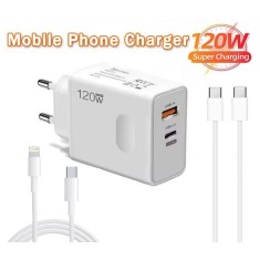 Incarcator Super Rapid Universal PD003 cu 2 Porturi Usb 120W PD + QC si Cablu