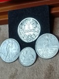 1 Mark 1902 J (EF+,T=898.000 )+1 Leu 1914 +1911, 3 pence 1934 Irlanda(UNC,rara,70 Euro,T=800.000)+Lot 2000 monede (660 UNC/Luciu+cateva jetoane)[poze]