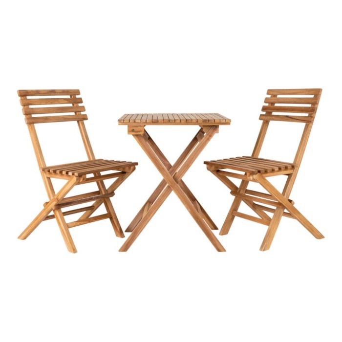 Set balcon Cuenca, 2 scaune 1 masă, lemn de tec, natural
