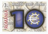 Romania, LP 1825/2009, 10 ani de la introducerea monedei &quot;EURO&quot;, folio aur, MNH