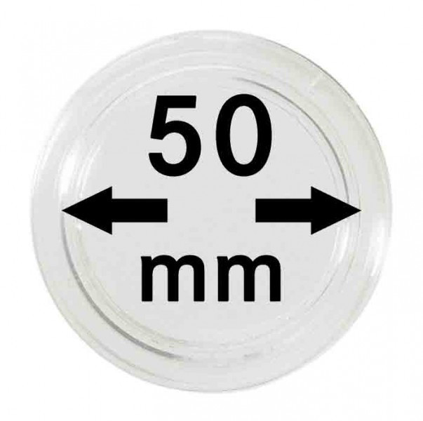 Capsule monede, transparente, 10 buc, diametru 50 mm, made in Germania