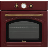 Cuptor incorporabil Fram FBO-V659GCA-RBD, Electric, 65 l, Clasa A, Timer Analog, Grill, Iluminare, Design rustic, Burgundy