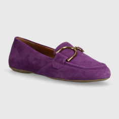 Geox mocasini din piele intoarsa D PALMARIA femei, culoarea violet, cu toc plat, D45MUJ 00021 C8000