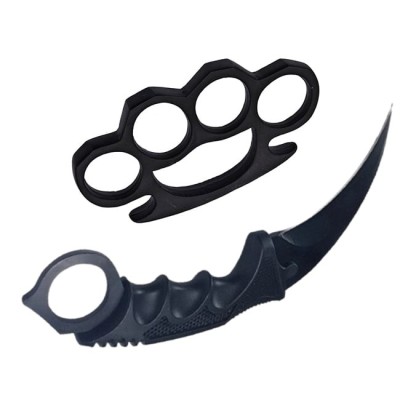 Set Box autoaparare si Cutit Karambit Night, 19 cm DEPOX&amp;reg; , negru foto