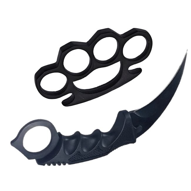 Set Box autoaparare si Cutit Karambit Night, 19 cm DEPOX&reg; , negru