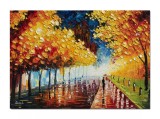 Cumpara ieftin Tablou indragostiti stilizat pictat manual, O seara magica in doi, 70x50cm ulei pe panza, gata de expus pe perete