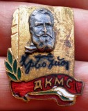 I.436 INSIGNA COMUNISTA BULGARIA XRISTO BOTEV DKMS ДКМС 28/21,5mm email, Europa