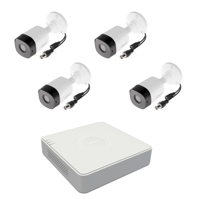 Sistem de supraveghere 4 camere Dahua analog 2MP lentila 3.6mm IR 20m, DVR Hikvision 4 canale 2MP SafetyGuard Surveillance