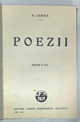 POEZII de P. CERNA , 1930 foto