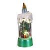Decoratiune de craciun tip lumanare, flippy, lumanare de cristal fara fulgi de zapada, model brad, iluminare led, 13 x 5 x 5 cm, baza verde, transpare