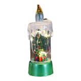 Decoratiune de craciun tip lumanare, flippy, lumanare de cristal fara fulgi de zapada, model brad, iluminare led, 13 x 5 x 5 cm, baza verde, transpare