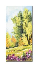 Tablou pictat manual hol, living, dormitor, Peisaj din natura, 40x20cm ulei pe panza, gata de expus pe perete foto
