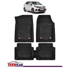 Covorase Auto TeamCar&reg; Kia Picanto JA (2017-prezent) - Negru - Cauciuc Rezistent Tip Tavita