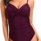 Costum de baie intreg pentru femei cu decolteu in V, push-up, visiniu, XXL - OUTLET