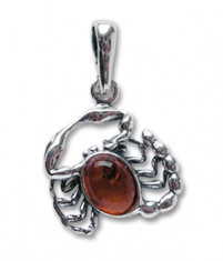 Pandantiv talisman argint cu piatra naturala de ambra (chihlimbar), semn foto
